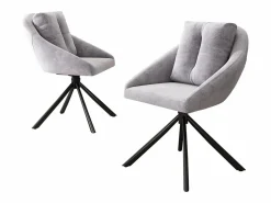 New Merax Juego de 2 sillas de comedor de terciopelo - 79 x 51,5 x 51,5 cm - Elegantes y cómodas sillas giratorias - con cojines - Gris