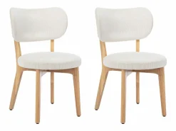 Outlet Vente-unique Juego de 2 sillas de pana y madera de caucho - - TORIEL Blanco