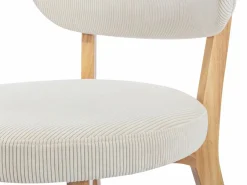 Outlet Vente-unique Juego de 2 sillas de pana y madera de caucho - - TORIEL Blanco
