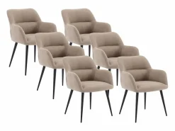New Juego de 6 sillas de table con brazos - Tela aterciopelada y metal negro. . HEKA Sillas Y Lotes De Sillas
