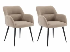 Discount Juego de 2 sillas de table con brazos - Tela aterciopelada y metal negro. . HEKA Sillas Y Lotes De Sillas