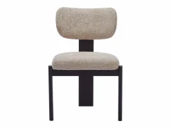New Vente-unique Juego de 2 sillas de tejido bouclé y madera de hevea - Gris y negro - WILANA Topo