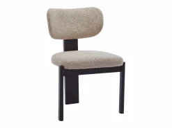 New Vente-unique Juego de 2 sillas de tejido bouclé y madera de hevea - Gris y negro - WILANA Topo