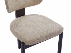 New Vente-unique Juego de 2 sillas de tejido bouclé y madera de hevea - Gris y negro - WILANA Topo