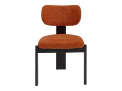 Outlet Vente-unique Juego de 2 sillas de tela bouclé y madera de hevea negra - - WILANA Terracota