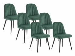 Vente-unique Juego de 6 sillas ELEANA - Terciopelo y metal negro - Verde