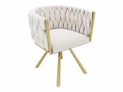 ModernLuxe Juego de 2 sillas giratorias de terciopelo con reposabrazos - patas de metal dorado -