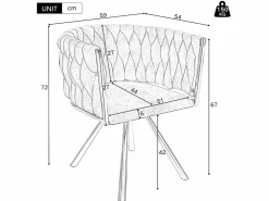 ModernLuxe Juego de 2 sillas giratorias de terciopelo con reposabrazos - patas de metal dorado -