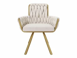ModernLuxe Juego de 2 sillas giratorias de terciopelo con reposabrazos - patas de metal dorado -