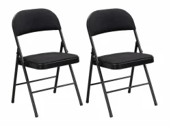 Online Juego de 2 sillas plegables de terciopelo y metal - - ORTENSIA Sillas Y Lotes De Sillas