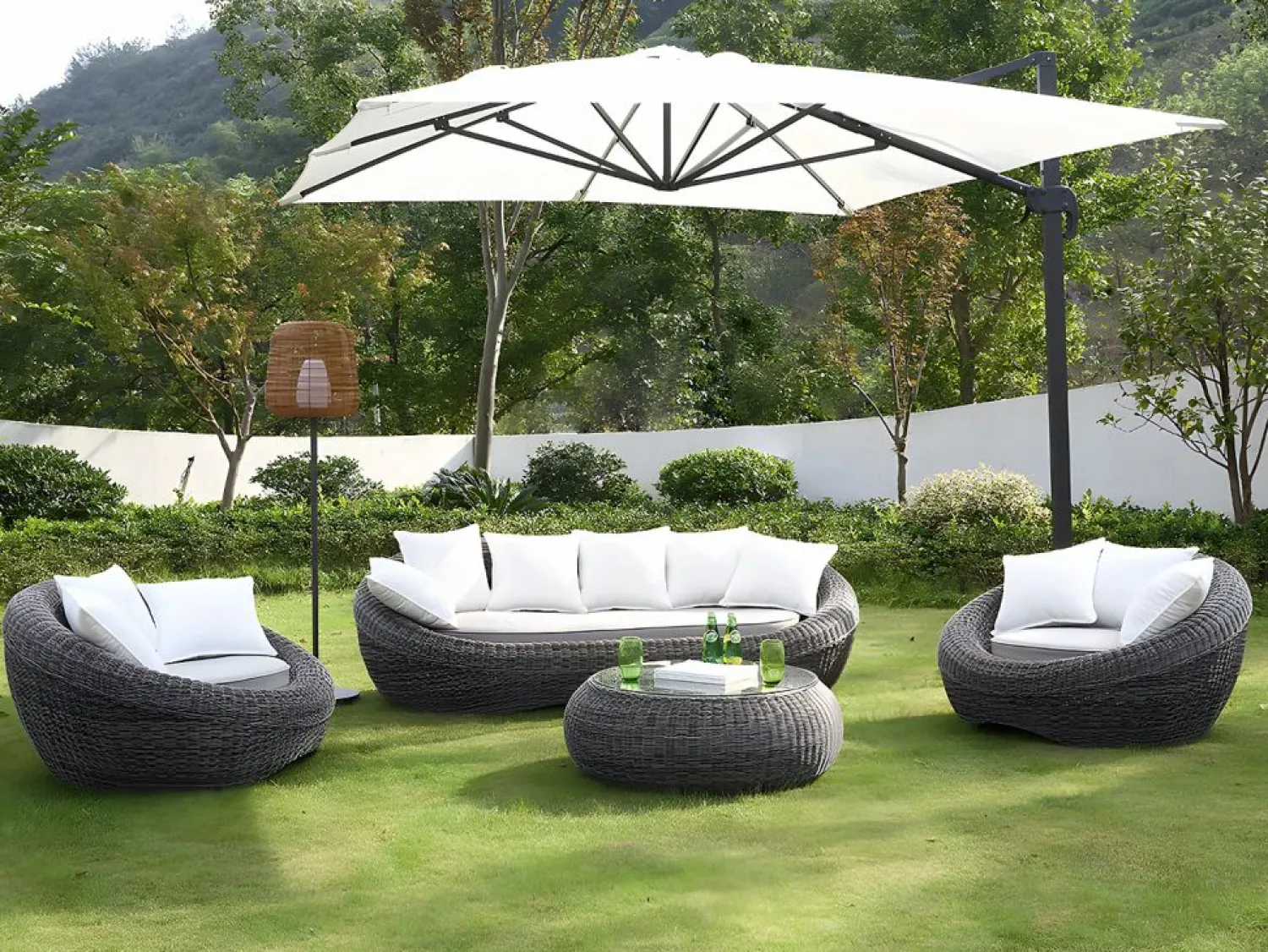 Best Juego de 2 sillones de jardín de resina trenzada - WHITEHEAVEN Salones De Jardín