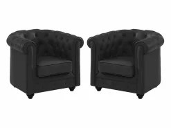 Vente-unique Juego de 2 sillones de piel de búfalo CHESTERFIELD