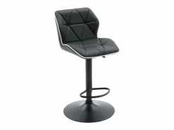 Discount Juego de 2 taburetes de bar de piel sintética y acero - Altura regulable - - CALVIN Muebles De Bar|Taburete Alto