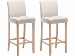 Outlet Vente-unique Juego de 2 taburetes de bar - Tela - Beige - ROVIGO Crema