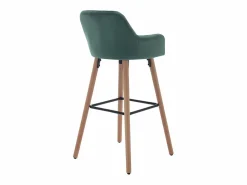 Vente-unique Juego de 2 taburetes de bar de terciopelo y metal efecto madera de haya - Verde oscuro - ELEANA