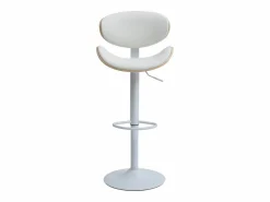 Hot Juego de 2 taburetes de bar de cuero sintético - Altura ajustable - Natural y Blanco - MONTENEGRO Muebles De Bar|Taburete Alto
