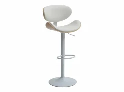Hot Juego de 2 taburetes de bar de cuero sintético - Altura ajustable - Natural y Blanco - MONTENEGRO Muebles De Bar|Taburete Alto