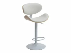 Hot Juego de 2 taburetes de bar de cuero sintético - Altura ajustable - Natural y Blanco - MONTENEGRO Muebles De Bar|Taburete Alto
