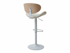 Hot Juego de 2 taburetes de bar de cuero sintético - Altura ajustable - Natural y Blanco - MONTENEGRO Muebles De Bar|Taburete Alto