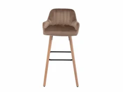Vente-unique Juego de 2 taburetes de bar de terciopelo y patas madera de haya - - ELEANA