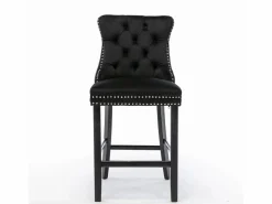 Sale Juego de 2 taburetes de bar - Taburetes de bar con respaldo acolchado y capitoné - Terciopelo Negro