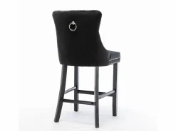 Sale Juego de 2 taburetes de bar - Taburetes de bar con respaldo acolchado y capitoné - Terciopelo Negro