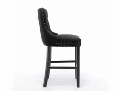 Sale Juego de 2 taburetes de bar - Taburetes de bar con respaldo acolchado y capitoné - Terciopelo Negro