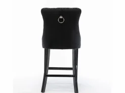 Sale Juego de 2 taburetes de bar - Taburetes de bar con respaldo acolchado y capitoné - Terciopelo Negro
