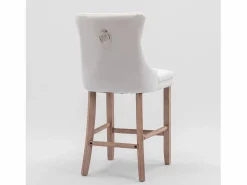 New Juego de 2 taburetes de bar - Taburetes de bar con respaldo acolchado y capitoné - Terciopelo Beige