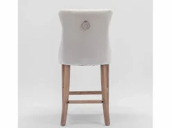 New Juego de 2 taburetes de bar - Taburetes de bar con respaldo acolchado y capitoné - Terciopelo Beige
