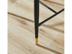 Juego de 2 taburetes de bar en tejido chenilla marrón claro - Patas de metal y dorado Muebles De Bar|Taburete Alto