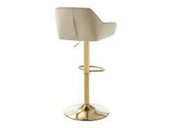 Vente-unique Juego de 2 taburetes de bar en terciopelo y metal dorado - Altura ajustable - - TAVOA
