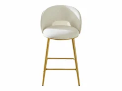 Clearance Hauss Spole Juego de 2 taburetes de bar de tela - Respaldo calado y estructura de metal dorado Beige