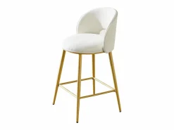Clearance Hauss Spole Juego de 2 taburetes de bar de tela - Respaldo calado y estructura de metal dorado Beige