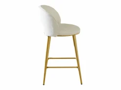 Clearance Hauss Spole Juego de 2 taburetes de bar de tela - Respaldo calado y estructura de metal dorado Beige