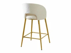 Clearance Hauss Spole Juego de 2 taburetes de bar de tela - Respaldo calado y estructura de metal dorado Beige