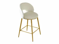 Clearance Hauss Spole Juego de 2 taburetes de bar de tela - Respaldo calado y estructura de metal dorado Beige