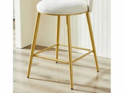 Clearance Hauss Spole Juego de 2 taburetes de bar de tela - Respaldo calado y estructura de metal dorado Beige
