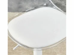 Hot Juego de 2 taburetes de bar con respaldo transparente - Altura ajustable - Patas de metal Muebles De Bar|Taburete Alto