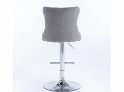 Online Juego de 2 taburetes de bar giratorios en terciopelo - Altura regulable de 63,5 a 84 cm - y plata Muebles De Bar|Taburete Alto