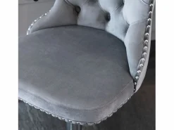 Online Juego de 2 taburetes de bar giratorios en terciopelo - Altura regulable de 63,5 a 84 cm - y plata Muebles De Bar|Taburete Alto