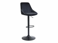 Vente-unique Juego de 2 taburetes de bar de pana y metal - Altura ajustable - - MASURIE