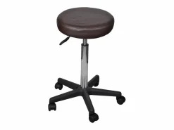 Juego de 2 taburetes de oficina Marrón 35,5x84 cm Piel sintética