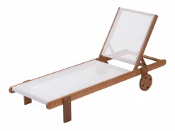 Clearance Juego de 2 tumbonas en madera exótica Saïgon - "Maple" - Marrón claro Tumbona