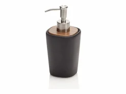 Juego de accesorios de baño en cerámica negra mate y madera de nogal Rodi