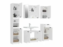 Discount vidaxl Juego de armarios de baño 5 piezas madera contrachapada Blanco