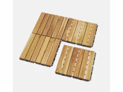 New Juego de baldosas de madera para terraza de 30 x 30 cm, diseño lineal Baldosa