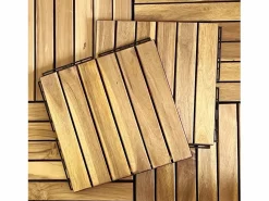 New Juego de baldosas de madera para terraza de 30 x 30 cm, diseño lineal Baldosa