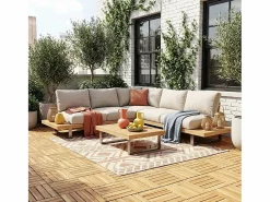 New Juego de baldosas de madera para terraza de 30 x 30 cm, diseño lineal Baldosa