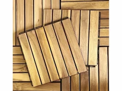 New Juego de baldosas de madera para terraza de 30 x 30 cm, diseño lineal Baldosa